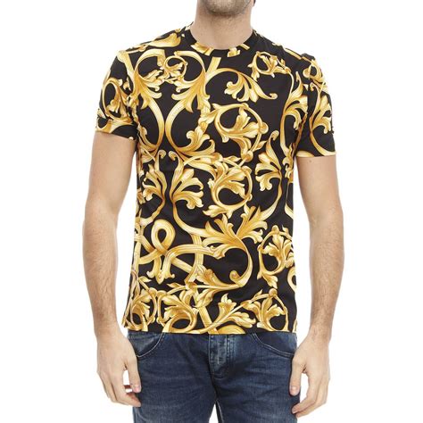 versace t shirt gold|Versace collection men shirt.